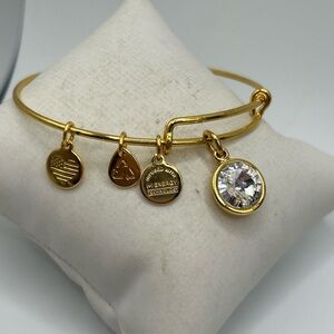 Alex and Ani Goldtone Birthstone April Charm Expandable Bangle Stacking Bracelet